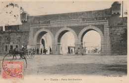 NE 21 - TUNISIE - TUNIS - PORTE BAB SAADOUN - ATTELAGE - 2 SCANS - Tunisia