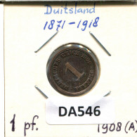 1 PFENNIG 1908 A ALLEMAGNE Pièce GERMANY #DA546.2.F.A - 1 Pfennig