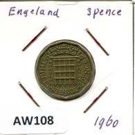 THREEPENCE 1960 UK GROßBRITANNIEN GREAT BRITAIN Münze #AW108.D.A - F. 3 Pence