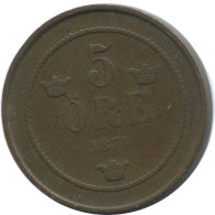 5 ORE 1874 SCHWEDEN SWEDEN Münze #AC572.2.D.A - Schweden