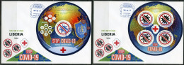 Liberia 2020, Against Covid, Red Cross, 4val In BF +BF In 2FDC - Liberia