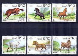 Chevaux Laos 1983 (30) Yvert N° 454 à 459 Oblitéré Used - Caballos