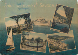 Navigation Sailing Vessels & Boats Themed Postcard Saluti Dal Mare Di Savona Yacht Ocean Liner - Sailing Vessels
