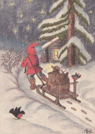 SANTA CLAUS Happy New Year Christmas GNOME Vintage Postcard CPSM #PAU446.A - Santa Claus