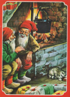 PAPÁ NOEL Feliz Año Navidad GNOMO Vintage Tarjeta Postal CPSM #PAU212.A - Santa Claus