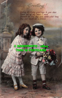 R549511 Birthday Greeting. Girl And Boy With Flowers. The Kismet Series. 1544. 1 - World