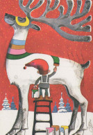 PAPÁ NOEL Feliz Año Navidad GNOMO Vintage Tarjeta Postal CPSM #PBL639.A - Santa Claus