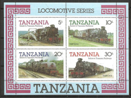 Tanzania 1985 Railway, Locomotives, Trains , Mi Bloc 44  MNH(**) - Tansania (1964-...)