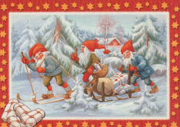 SANTA CLAUS Happy New Year Christmas GNOME Vintage Postcard CPSM #PBA696.A - Santa Claus