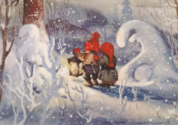 SANTA CLAUS Happy New Year Christmas GNOME Vintage Postcard CPSM #PAY989.A - Santa Claus