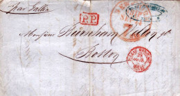 MTM122 - 1850 RARE TRANSATLANTIC LETTER FRANCE TO USA SAILING PACKET FROM HAVRE - Marcofilie