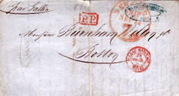 MTM122 - 1850 RARE TRANSATLANTIC LETTER FRANCE TO USA SAILING PACKET FROM HAVRE - Marcofilia