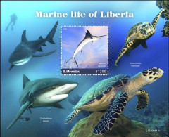 Liberia 2020, Animals, Marine Life, Fishes, Turtle, Diving, Block - Liberia