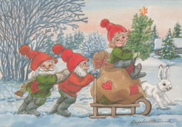 BABBO NATALE Buon Anno Natale GNOME Vintage Cartolina CPSM #PAW890.A - Santa Claus