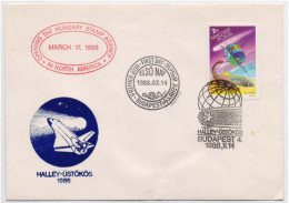 Edmond Halley, Halley's Comet, Astronomy, Satellite, Dinosaur, Space Shuttle, Animal, Hungary FDC 1986 - Sterrenkunde