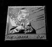 Gambia 2005, Pope John Paul II With Rosary, Sterling Silver Foil/embossed Stamp, Death Of The Pope, MNH , Mi. 5551 - Gambia (1965-...)