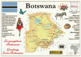 1 Map Of Botswana * 1 Ansichtskarte Mit Der Landkarte Von Botswana, Informationen Und Der Flagge Des Landes * - Mapas