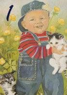 HAPPY BIRTHDAY 1 Year Old BOY CHILDREN Vintage Postal CPSM #PBT936.A - Anniversaire