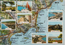 OP 10-(06) LA COTE D' AZUR - PRINCIPALES VILLES - CARTE COULEURS MULTIVUES - 2 SCANS - Sonstige & Ohne Zuordnung