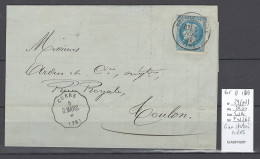 France - Lettre Convoyeur Station - CUERS - Var + CAD De Toulon -1869 - Posta Ferroviaria