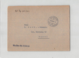 AG2667 HELVETIA FELDPOST 25 KDO. BAU-ABT 15 ZURICH TO BASEL - Postmarks