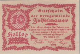 10 HELLER 1920 Stadt ZEISELMAUER Niedrigeren Österreich Notgeld #PE122 - Lokale Ausgaben