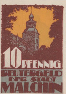 10 PFENNIG 1922 Stadt MALCHIN Mecklenburg-Schwerin DEUTSCHLAND Notgeld #PJ123 - Lokale Ausgaben