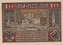 10 PFENNIG 1921 Stadt BAD LIEBENSTEIN Thuringia UNC DEUTSCHLAND Notgeld #PC216 - [11] Local Banknote Issues