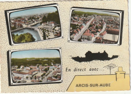 OP 17-(10) EN DIRECT AVEC ..ARCIS SUR AUBE - CARTE COULEURS MULTIVUES : GROUPE SCOLAIRE , VUE GENERALE ..- 2 SCANS - Arcis Sur Aube