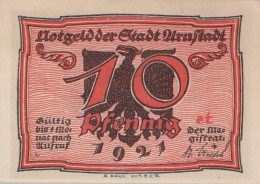 10 PFENNIG 1921 Stadt ARNSTADT Thuringia DEUTSCHLAND Notgeld Banknote #PF553 - [11] Local Banknote Issues