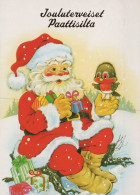 PAPÁ NOEL Animales NAVIDAD Fiesta Vintage Tarjeta Postal CPSM #PAK641.ES - Santa Claus