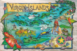 1 Map Of Virgin Islands * 1 Ansichtskarte Mit Der Landkarte Der Britischen Und Amerikanischen Jungferninseln * - Carte Geografiche