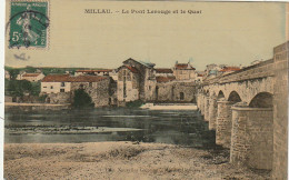 OP 22-(12) MILLAU - LE PONT LEROUGE ET LE QUAI - CARTE COLORISEE - 2 SCANS - Millau