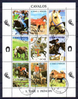 Chevaux Saint Thomas Et Prince 1990 (38) Yvert N° 1245 à 1253 Oblitéré Used - Caballos