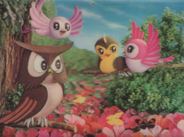 PÁJARO Animales LENTICULAR 3D Vintage Tarjeta Postal CPSM #PAZ101.ES - Birds