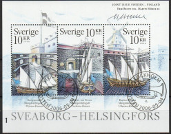 Martin Mörck. Sweden 2006. Fortress Suomenlinna. Michel 2528 - 2530 H-Bl. Cylinder I USED. Signed. - Blocks & Sheetlets