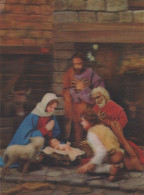 Vierge Marie Madone Bébé JÉSUS Christianisme Religion LENTICULAR 3D Vintage Carte Postale CPSM #PAZ023.FR - Virgen Mary & Madonnas
