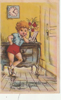 OP 26 -" J' ATTENDRAI LE JOUR ET LA NUIT , J' ATTENDRAI TOUJOURS TON RETOUR " - CARTE FANTAISIE ILLUSTREE - 2 SCANS - Humorous Cards