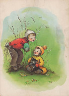 PÂQUES ENFANTS ŒUF Vintage Carte Postale CPSM #PBO287.FR - Easter