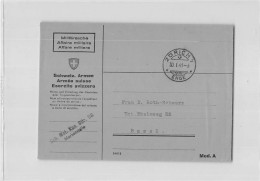 AG2679 HELVETIA FELDPOST ESERCITO SVIZZERO SCH. MOT. KAN. BTTR. 118 - ZURICH TO BASEL - Postmarks