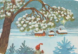 Happy New Year Christmas GNOME Vintage Postcard CPSM #PAW926.GB - Anno Nuovo