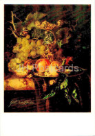 Painting By Willem Van Aelst - Still Life With Fruit - Grape - Peach - Dutch Art - 1985 - Russia USSR - Unused - Malerei & Gemälde