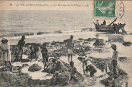 PE 3-(14) SAINT AUBIN SUR MER - LES TRAVAUX DE LA PLAGE - JEUX D' ENFANTS - 2 SCANS - Saint Aubin