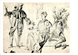 Drawing By Jean-Antoine Watteau - Standing Man With A Stick - French Art - 1967 - Russia USSR - Unused - Malerei & Gemälde