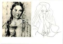 Drawing By Henri Matisse - Woman - Drawing By Titian - Lady - France , Italian Art - 1967 - Russia USSR - Unused - Pittura & Quadri