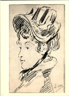 Drawing By Edouard Manet - Portrait Of Mme Guillemet - French Art - 1967 - Russia USSR - Unused - Peintures & Tableaux