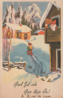 Buon Anno Natale GNOME Vintage Cartolina CPSMPF #PKD354.IT - Nieuwjaar