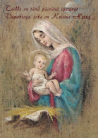 Vergine Maria Madonna Gesù Bambino Natale Religione Vintage Cartolina CPSM #PBP804.IT - Maagd Maria En Madonnas