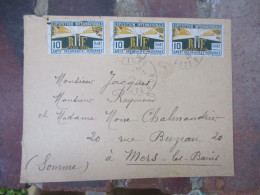 LETTRE 3 TIMBRE 10 VERT ET JAUNE EXPOSITION ARTS DECORATIFS AFFRANCHISSEMENT LETTRE - Lettres & Documents