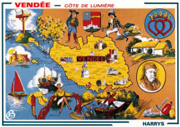 1 Map Of France * 1 Ansichtskarte Mit Der Landkarte - Département Vendée - Ordnungsnummer 85 * - Landkarten